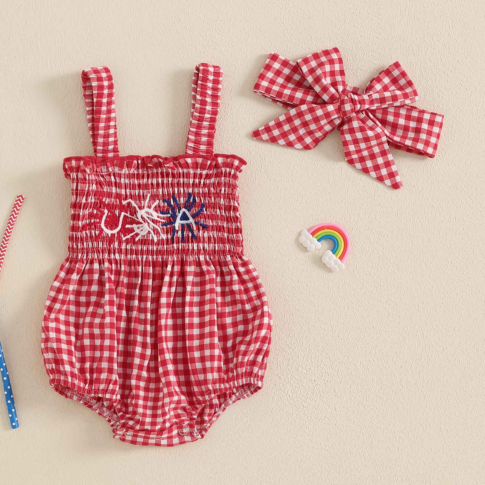 My First 4th of July Baby Girl Outfit Newborn 4th Fourth of July Bubble Romper Infant Independence Day Clothes
