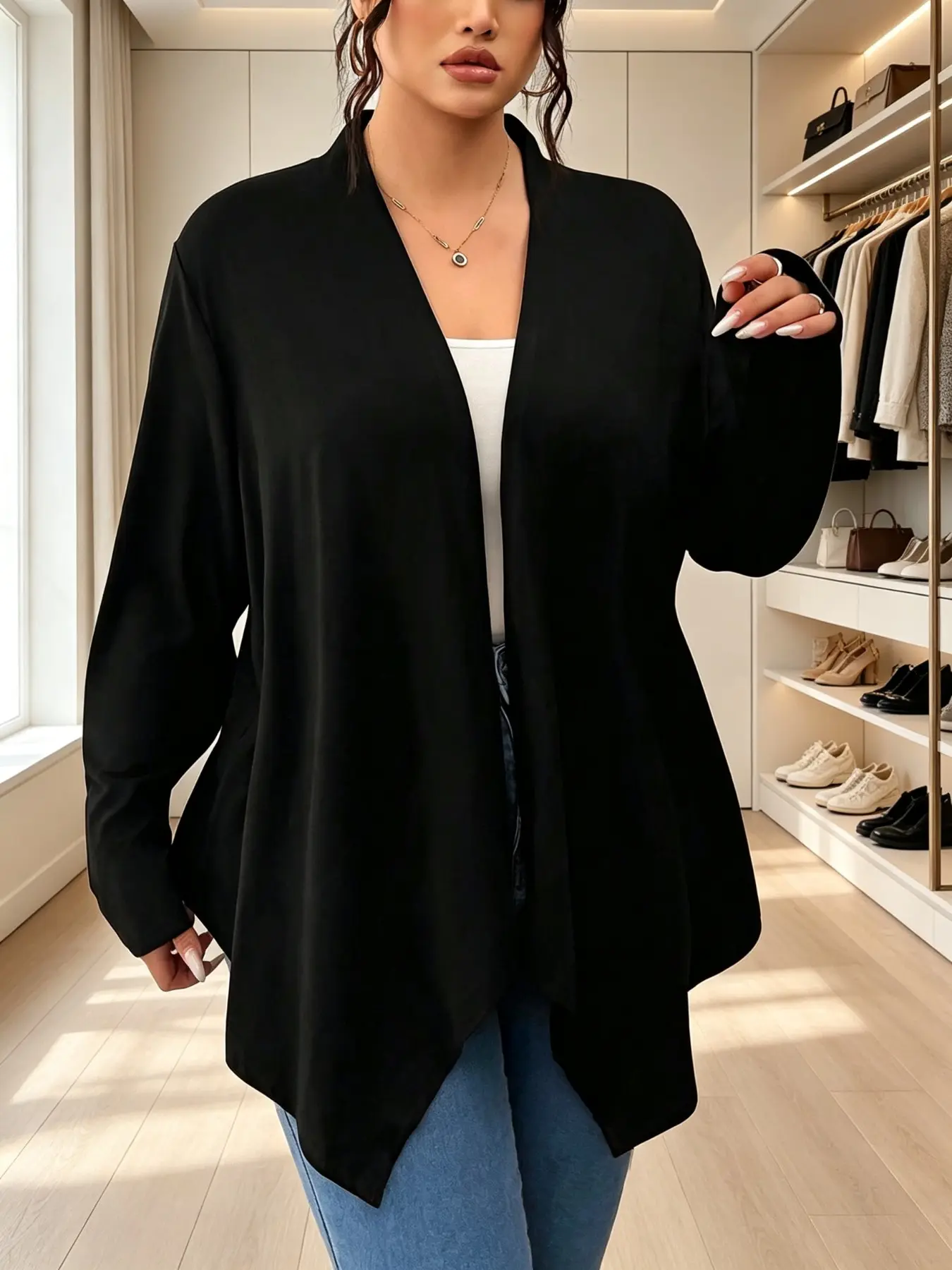 Solid Color V Neck Knit Cardigan, Loose-Fitting Drop Shoulder Design, Casual Fall Outerwear for Women, Plain Surface Style Knitwear