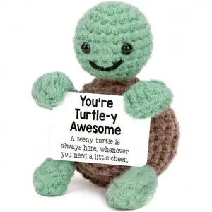 This Handcrafted Crochet Cute Little Turtle Plush Doll Is Made Of Knitted Yarn, With A Soft And Comfortable Feel. The Size Is Approximately 2.3 X 1.4 X 3.5 Inches. This Little Turtle Comes With An Inspirational Card, Which Can Be Carried Around To
