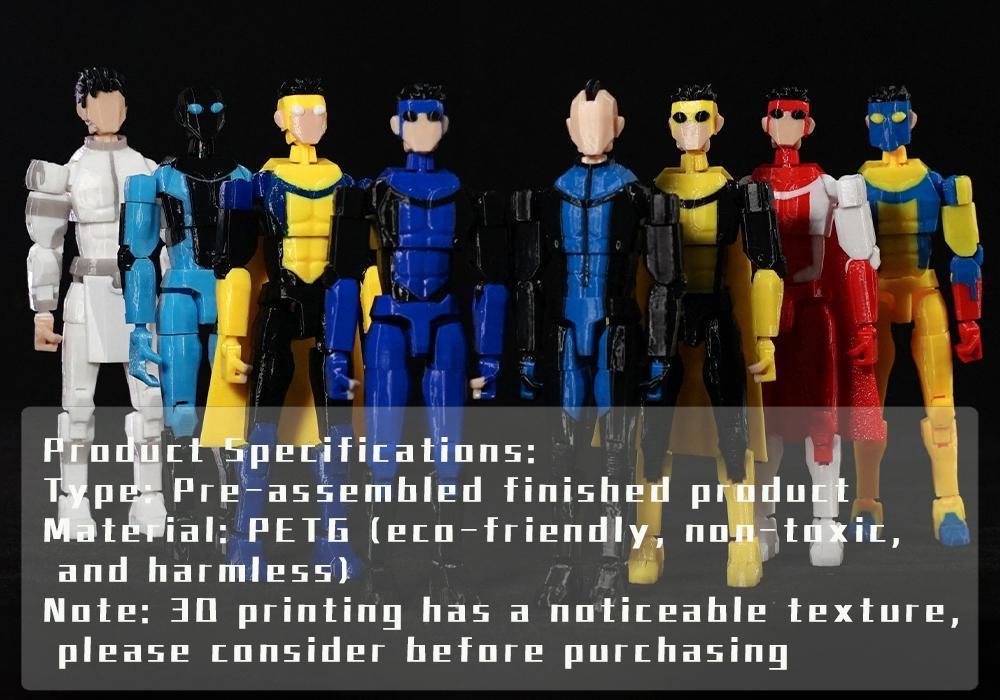 3D Printed Invincible series All Toys Action Figures Anime Model Lucky Dummy 13 Superheroes Multi-Jointed Toy Ornaments Gifts