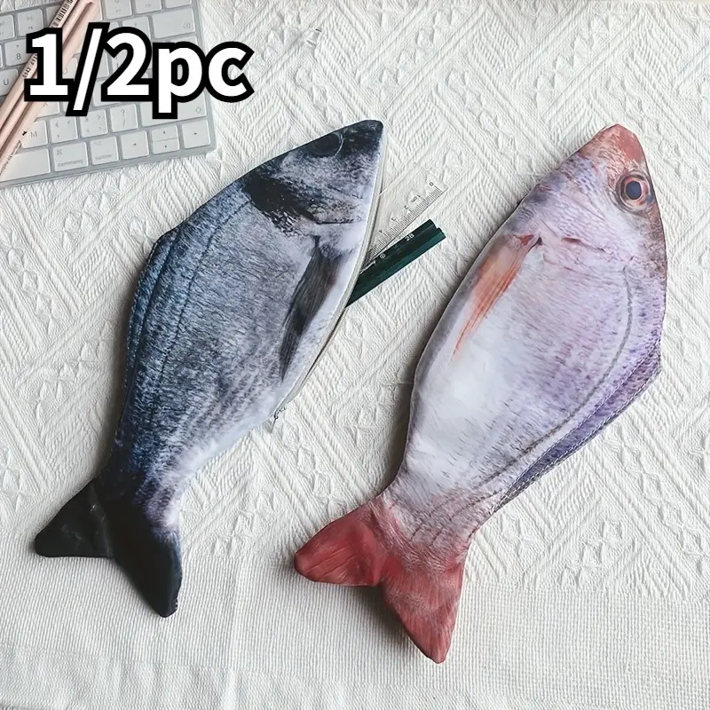 Cute Fish-Shaped Pencil Case, Large Capacity Organized Storage, Durable and Fun, Perfect for Students, High-Value Creative Stationery Bag