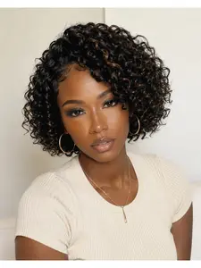 Pixie Cut Wig Human Hair Short Curly Front Human Hair Wigs for Black Women, Natural Looking Wigs Natural Black Color Layered Breathable Pixie Wig