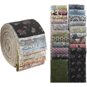 Phantomon Jelly Roll Fabric 40 Strip Assorted Bundle Precut Cotton Quilting Strips 2.5" x 40" in Vintage Floral and Neutral Prints for Sewing, Blanket, Rug, Patchwork