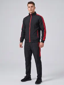 Men's 2 Piece Colorblock Tracksuit Set, Matching Workout Set, Lightweight Athletic Workout Sweatsuit, Stand Collar Full Zip Track Jacket, Quick Dry Jogger Pants with Zipper Pockets Elastic Drawstring Waist