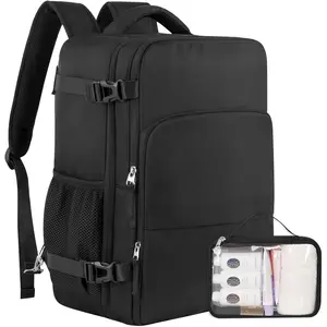 Waterproof Travel Backpack for Men Women, Airline Approved Carry On Personal Item Bag, 16 Inch Laptop Backpack for Work College School Business, Convertible Bag with Wet Pocket, Black