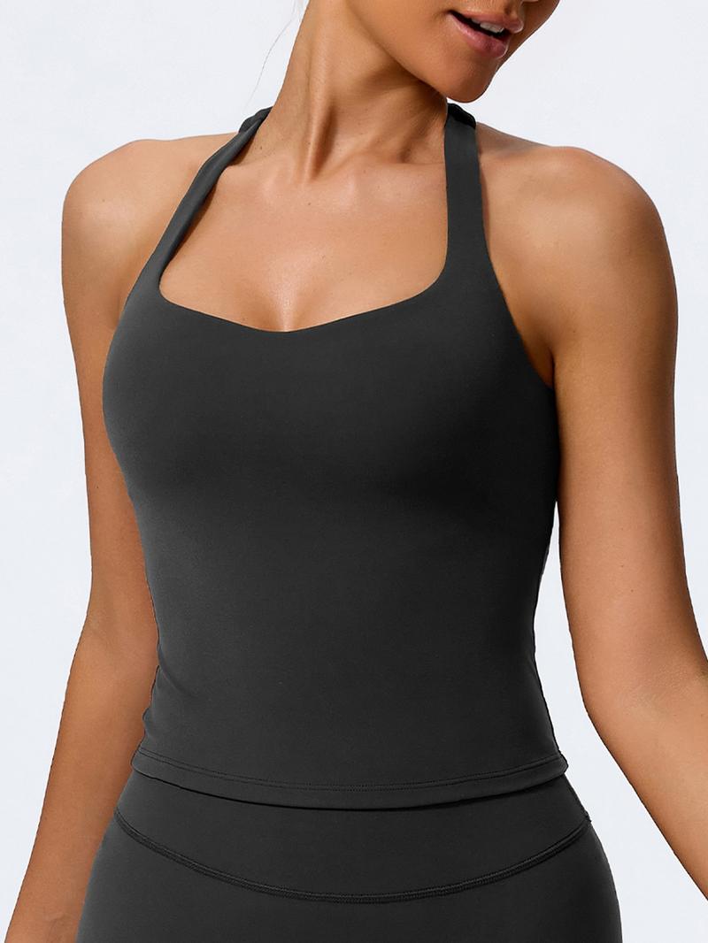 Women's Sleeveless Soft Sports Tank Top with Chest Pads, Slim-Fitting Yoga Shirt for Flexible Movement, Ideal for Outdoor Jogging and Gym Workouts, Sleeveless Gym Tops