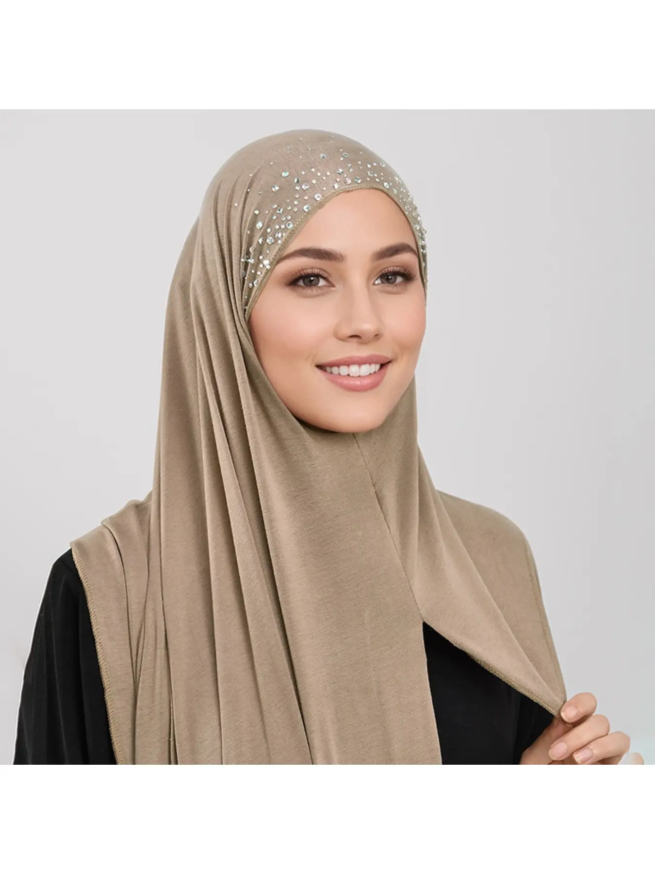 Silk-cotton Arab Middle Eastern headscarf women's new style rhinestone-embellished hijab