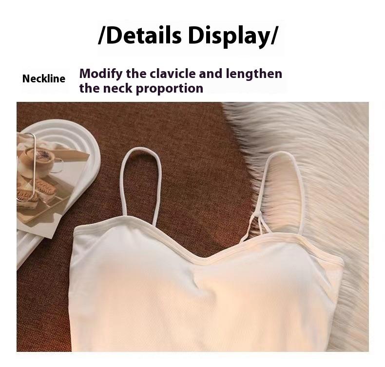 White Camisole Vest for Women Summer Inner Wear with Chest Pad Spider Web Beautiful Back Bra Integrated Sweet Spicy Girl TubeWomenswear Tops Workout Tops Spaghetti Strap Basic Workout Sets Women Sports Bra Casual Minimalist Short Sleeveless