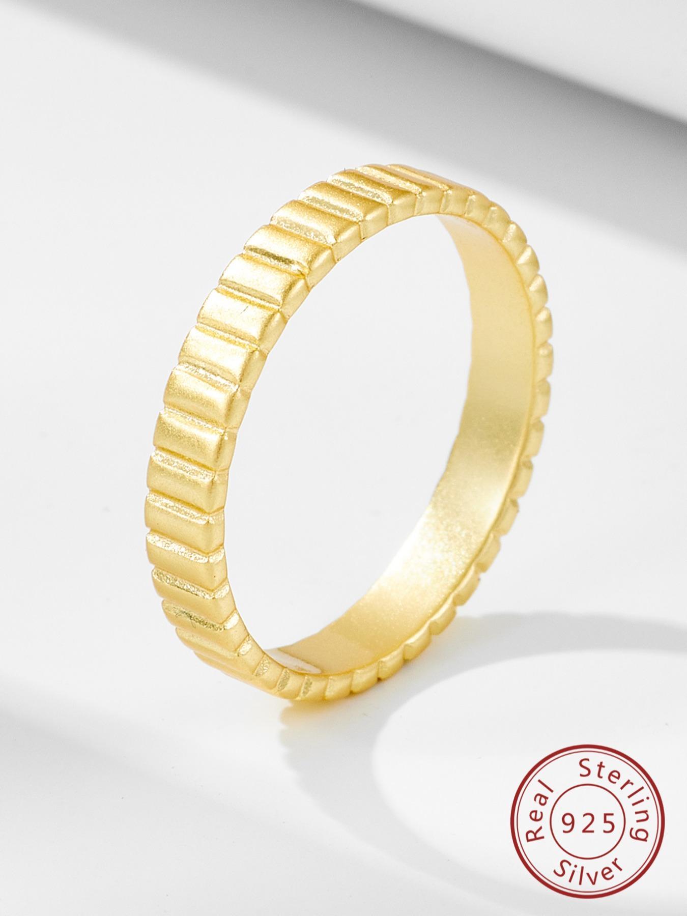 S925 Sterling Silver Simple Gear Design Ring, Fashion Accessories for Women & Girls, Trendy All-match & Exquisite Jewelry for Birthday Gift