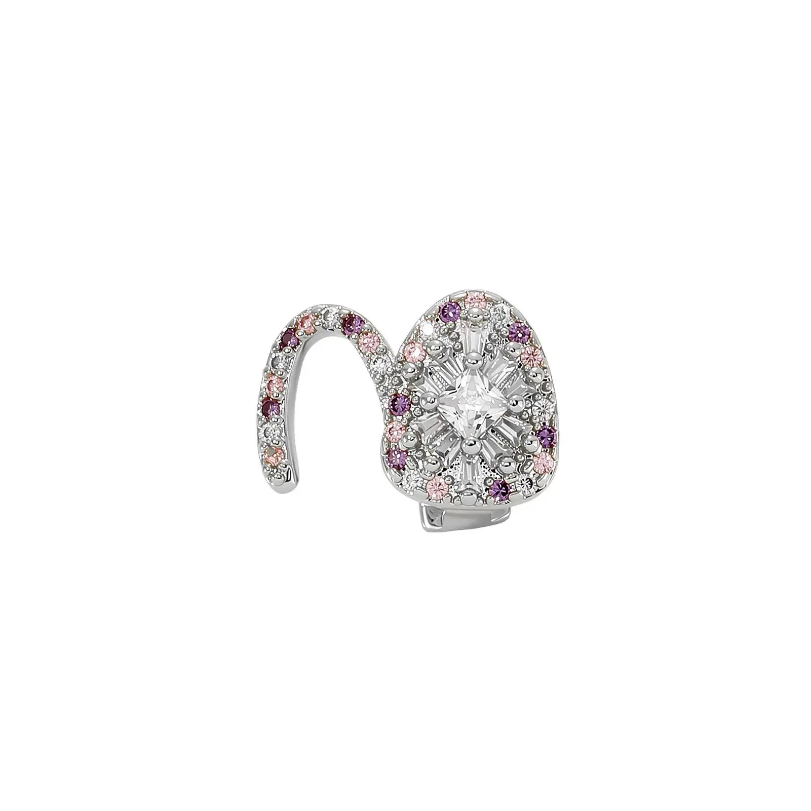 Pink Purple CZ Single Tooth Grillz Teeth Jewelry Heart Bling Tooth Cover Iced Out Hip Hop Mouth Jewelry Fashion Accessories