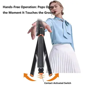 67 Inch One-Click Pop-Up Selfie Stick Tripod, Bluetooth Remote 360° Rotation No App Needed, Portable Universal for iPhone Android Vlog Live Stream Full Body Selfies