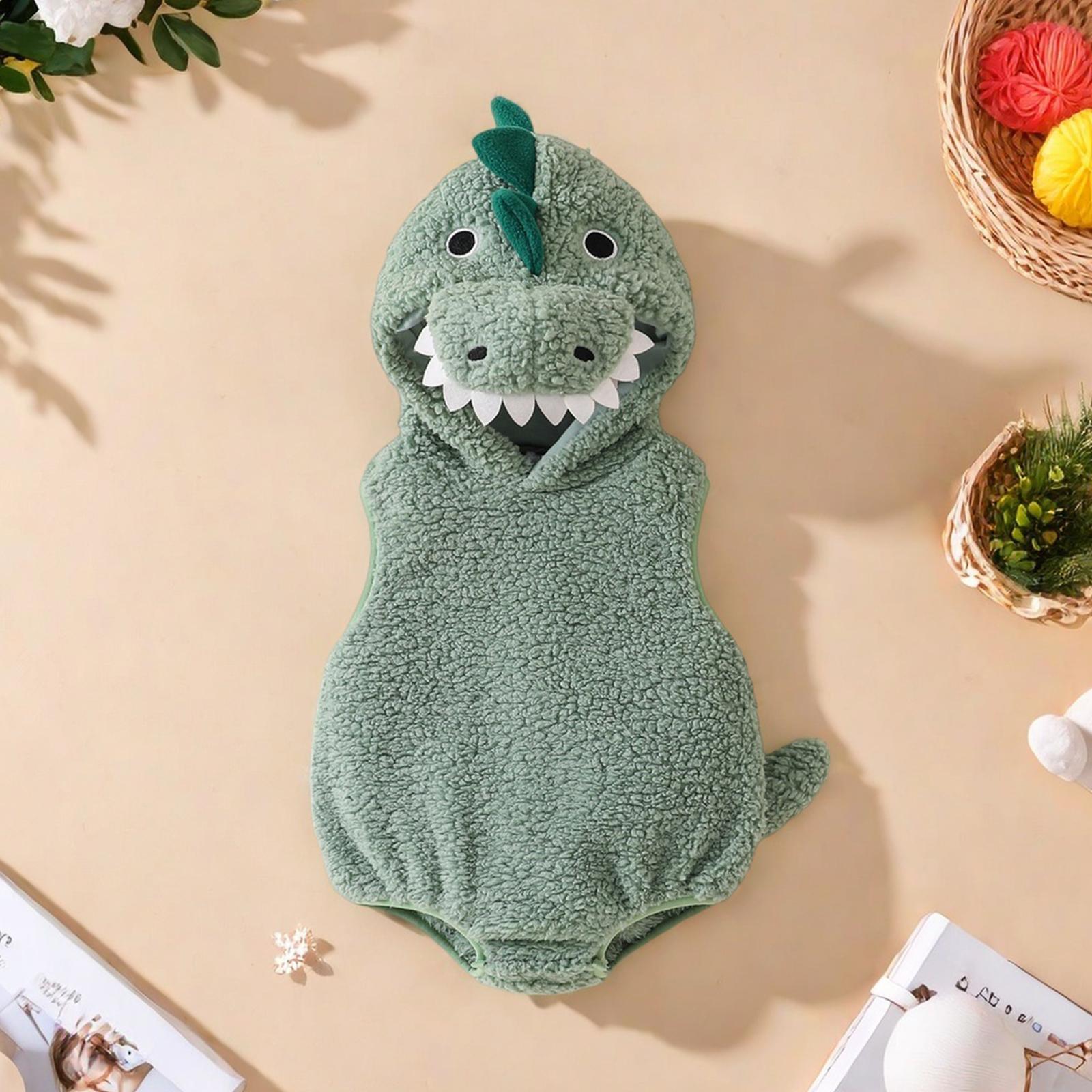 Baby Boy Girl Dinosaur Costume Cute Sleeveless Romper with Hat Newborn Infant Halloween Cosplay Clothes