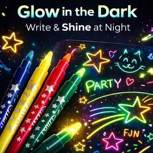 6-pack of glow-in-the-dark highlighters, neon highlighters, and glow-in-the-dark pen markers, suitable for drawing, diary making, poster making, crafts, scrapbooking, and art supplies.