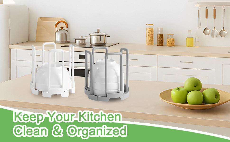 SITAKEYFMHK Transform messy kitchen shelves in minutes!2‑piece adjustable bowl and plate storage rack, durable dish drying organizer for countertops and cabinet use, fits various bowl and plate sizes perfectly, keeps tableware ventilated