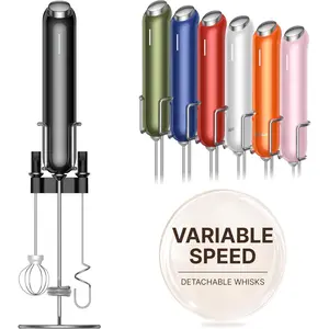 InstaWhisk Upgraded Milk Frother with Variable Speed - Rechargeable Handheld Coffee Frother Wand with Detachable Whisks, Electric Drink Mixer for Latte, Cappuccino, Matcha, Almond Milk, Protein, Black