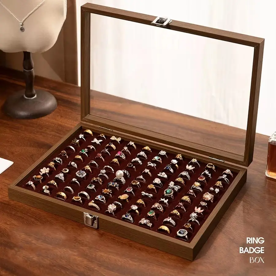 Elegant Jewelry Display Box, Large Capacity Ring Organizer, Multi-Positional Accessory Storage, Perfect for Precious Items, Jewellery Box
