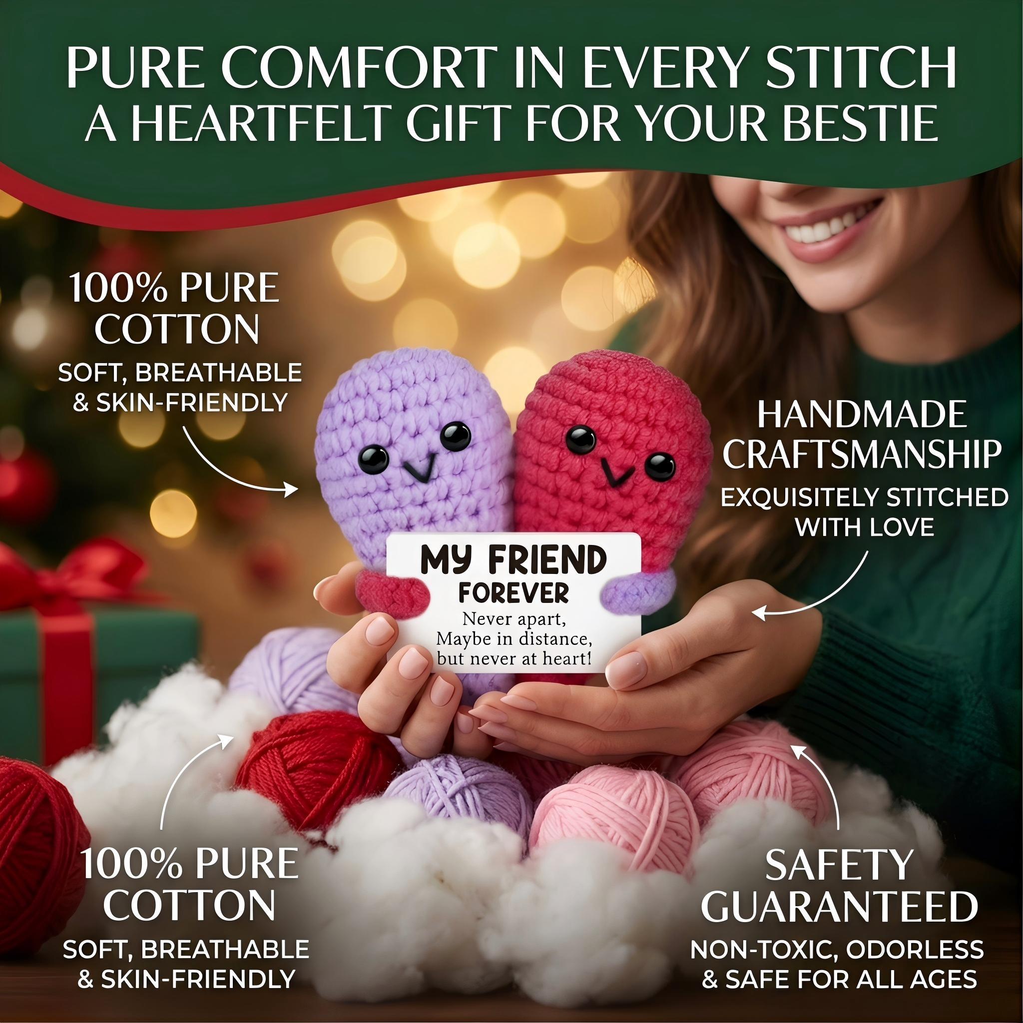 Cute Handmade Crochet Heart Emotional Support Plush Doll,Soft Skin-Friendly Cotton Yarn Stress Relief Decor,Birthday Gifts,Gifts For Women Men Him Her,Bestie Friendship Gifts,Easter Basket Stuffers,Mothers Day Graduation Teacher Appreciation Going Away Gi