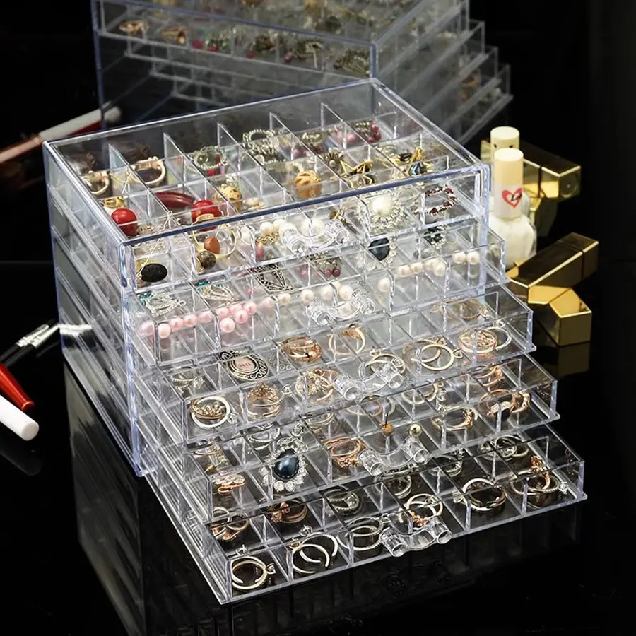 Earring Storage Box with Compartments, Large Capacity Multi-Layer Jewelry Organizer, Elegant Earrings Holder, Stylish Accessory Case