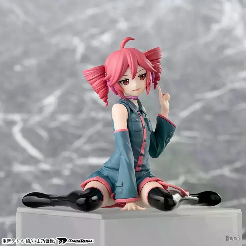 Kawaii Red Twin Bun Girl PVC Resin Anime Comics Figure Statue - Blue Red Trim Uniform Standing Model, Unisex Desktop Decor Figures Collectible Gift for 12 Years Above Anime Fans (Animals & Nature Theme)
