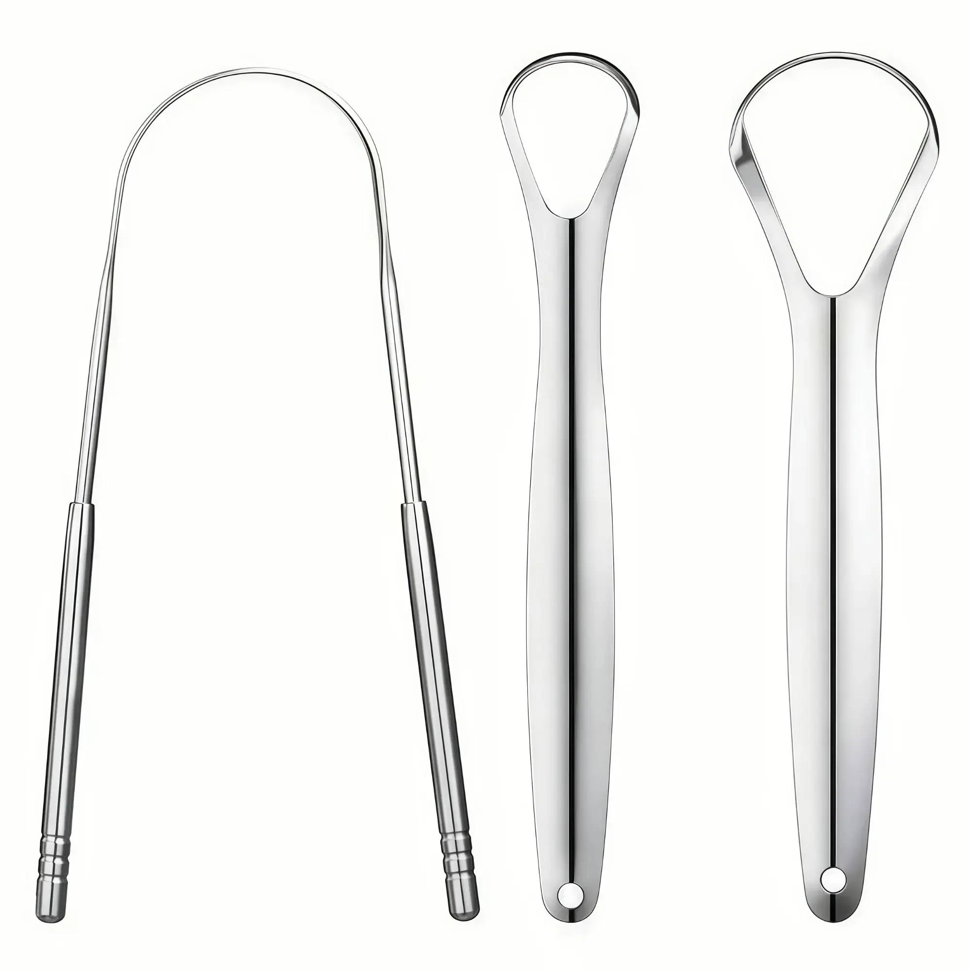Stainless Steel Tongue Scrubber Set, 1-4 Pieces, U-Shaped Tongue Cleaner, Fresh Breath, Adult Oral Hygiene Tool, Dental Care Essentials, Tongue Scraper, Tongue Scraping Tool