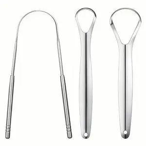 Stainless Steel Tongue Scrubber Set, 1-4 Pieces, U-Shaped Tongue Cleaner, Fresh Breath, Adult Oral Hygiene Tool, Dental Care Essentials, Tongue Scraper, Tongue Scraping Tool