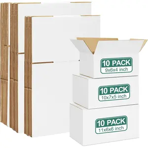 30 Pack Small Shipping Boxes Assorted Sizes, White Corrugated Box Mailers, 9x6x4 & 10x7x5 & 11x6x6 10 PCS Each, Cardboard Boxes for Packaging Mailing for Small Business