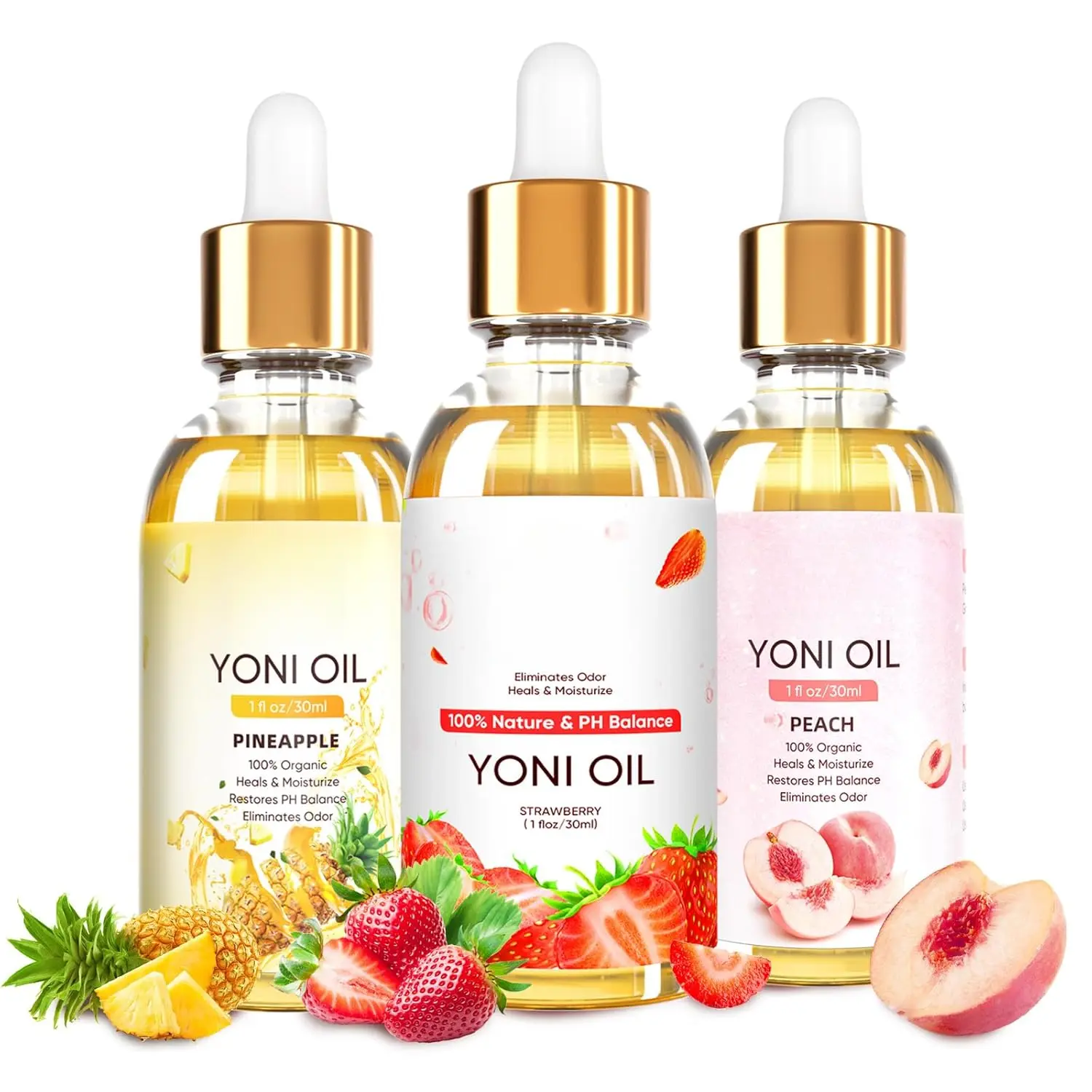 3-Pack Fruity Fragrance Body Oil, Plant-Based pH-Balancing Lightweight Moisturizing Scented Oil for Body Care, Pineapple, Aroma, Floral, Daily, Gentle
