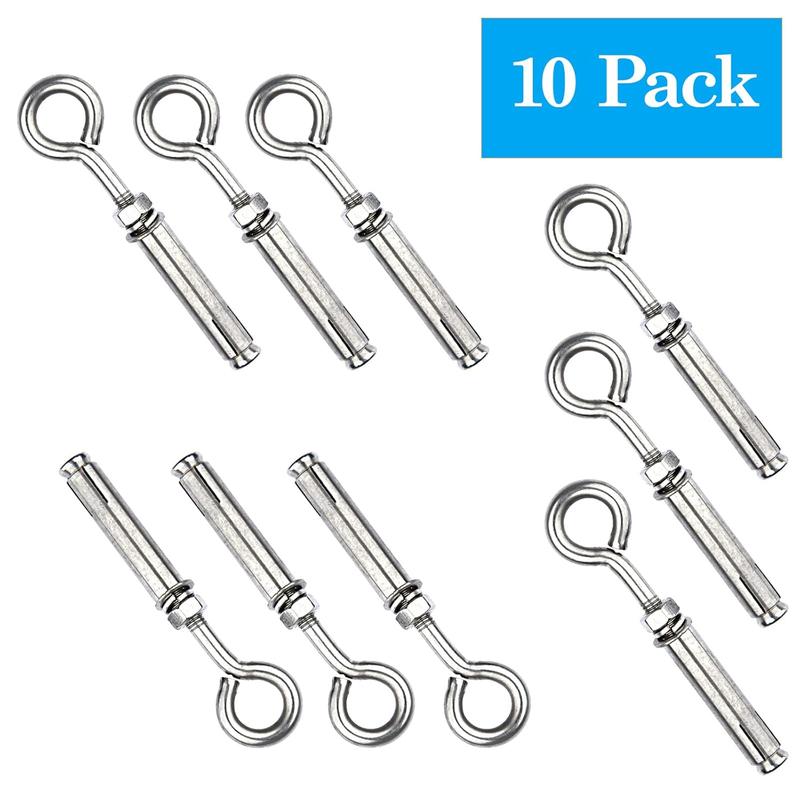 Eye M6 Heavy Duty Lag Eyebolts, Stainless Steel Expansion Screws Wall ...