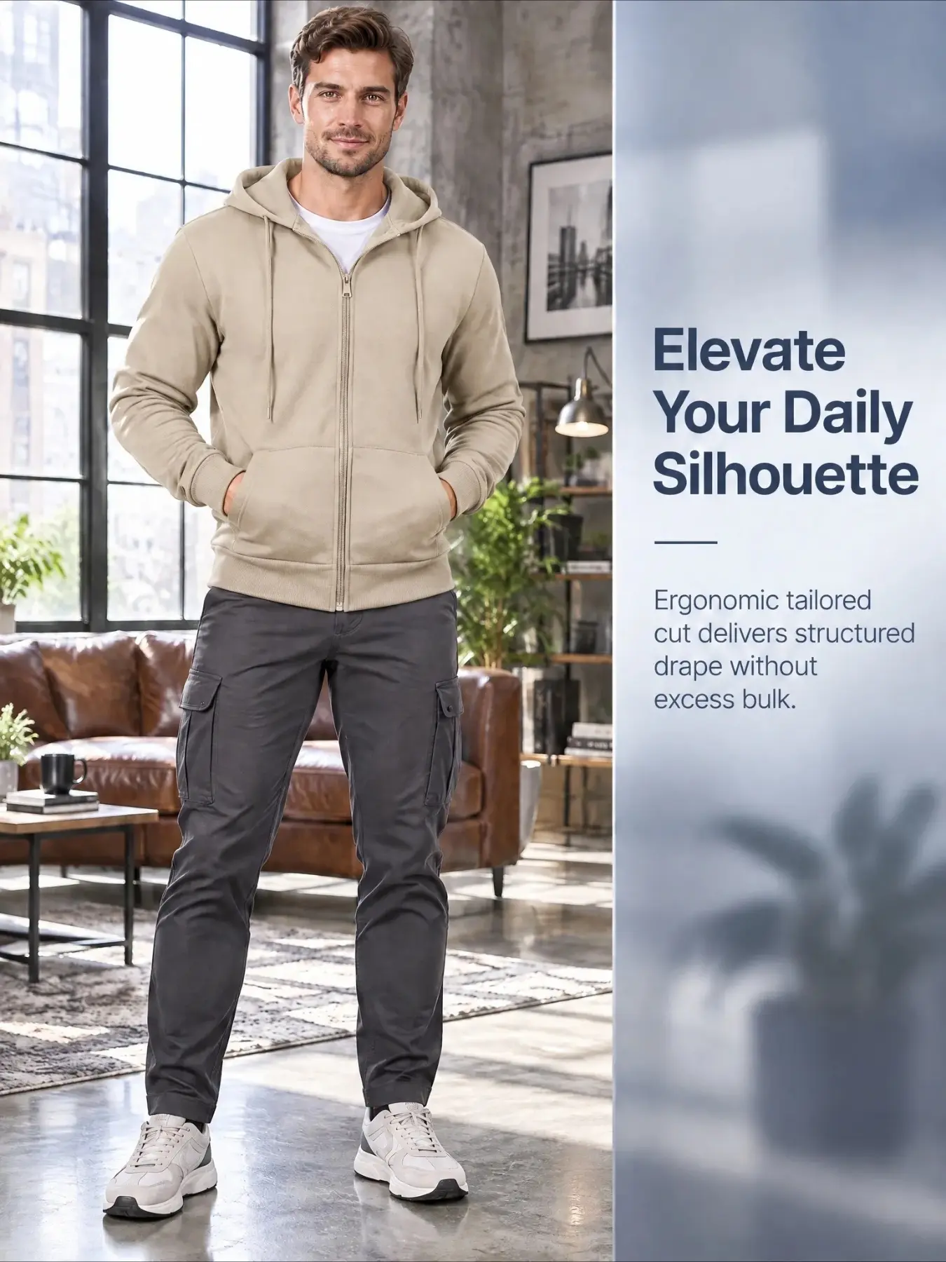 1 Pack, Men's Autumn and Winter Long Sleeve Zip-Up Hooded Sports Jacket, long sleeve full-zip sports outerwear, regular fit, available in multiple colors. Suitable for men for outdoor leisure activities, gym workouts, mountaineering, fishing, hiking