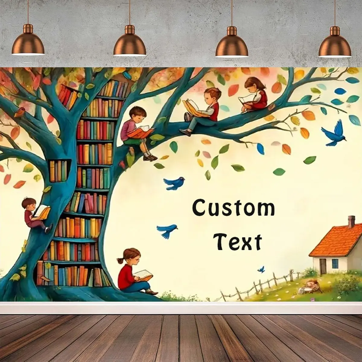 Premium Polyester Book Tree Print Tapestry - Lightweight, Machine Washable, Multi-Size Home Decor Wall Hanging, Reading Theme Backdrop for Library, Christmas Event, Gift