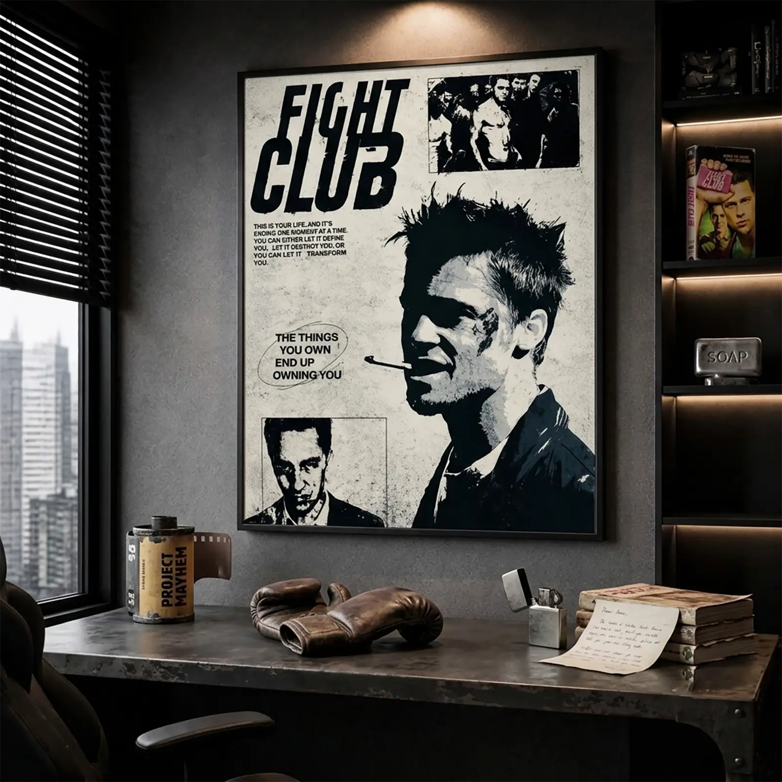 Framed Movie Canvas Wall Art Poster - 12x18 inch/20x30 inch Industrial Fade-Resistant Hangable Decor for Man Cave, Bedroom, Vintage Film Aesthetic Gift for Movie Fans