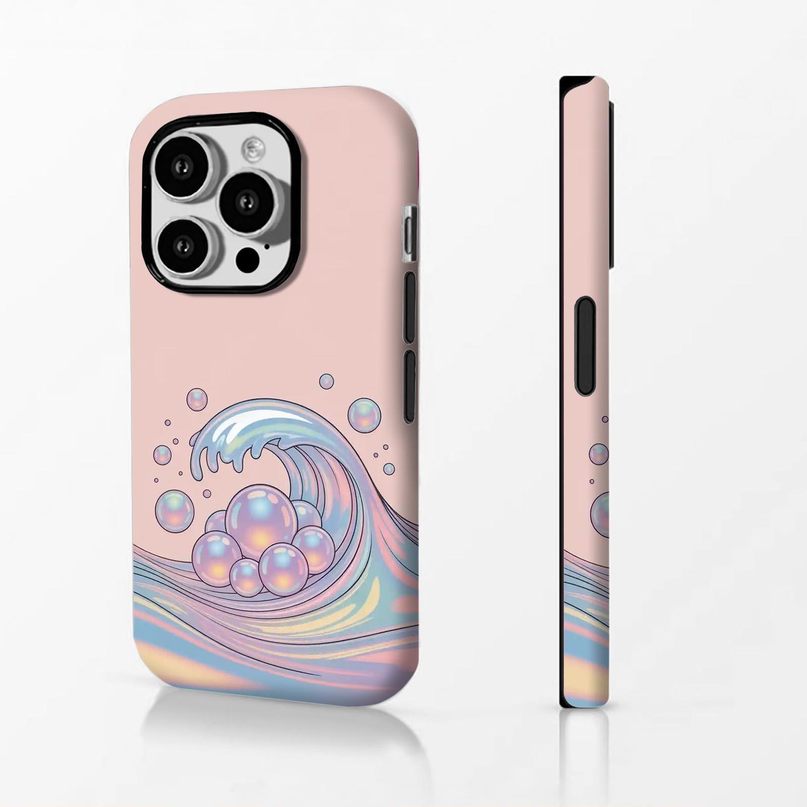 Wave, bubbles, pastel Soft And Hard Two-In-One Film Printed Full Pattern Case For IPhone 16 15 14 13 1211 Pro Max Plus Phone Case