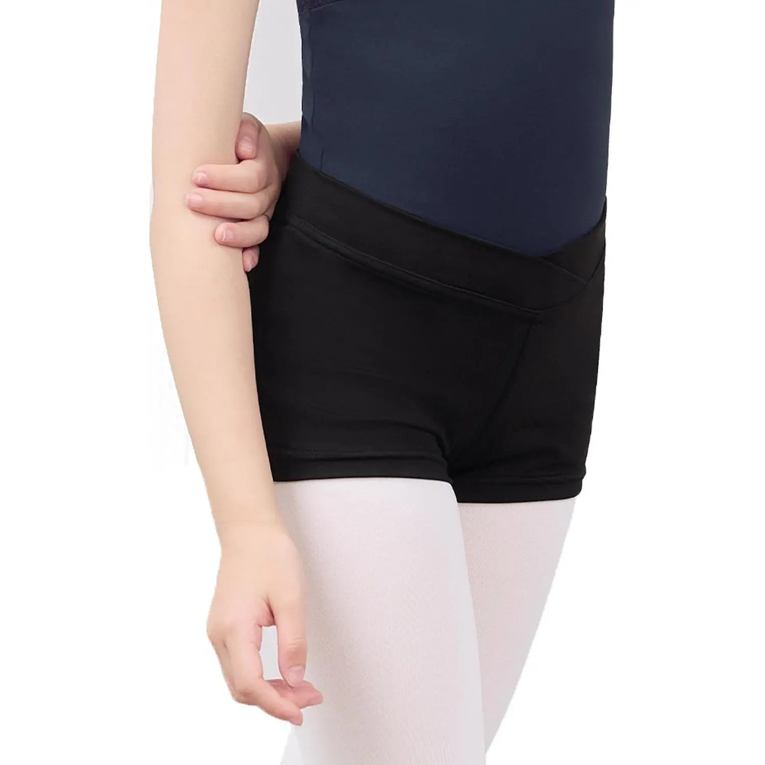 Girls' Cotton Low-V Front Cut Athletic Wear Basic Shorts - For Gymnastics, Dance, Cheerleading
