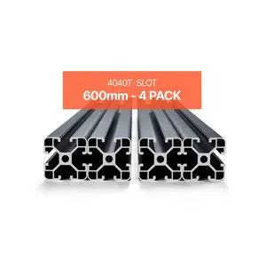 VEVOR 4PCS 23.6 in (600 mm) T Slot 4040 Aluminum Extrusion Profile, European Standard Anodized Linear Rail, High-Strength Extruded Aluminum Rail for 3D Printer, CNC Machine DIY, Laser Engraving, Blac