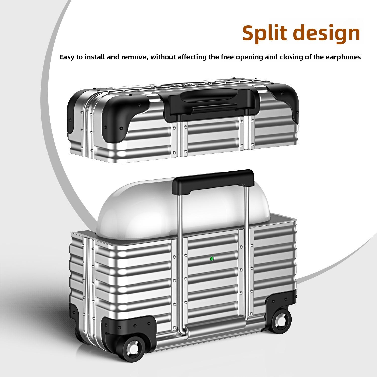 AirPods Case for AirPods 4th Generation, AirPods Pro 2, AirPods Pro 3, Shockproof Suitcase Luggage Design Protective Cover with Built-in Phone Stand, Lockable, Support Horizontal & Vertical StandAirPods Case for AirPods 4th Generation, AirPods Pro 2, AirP