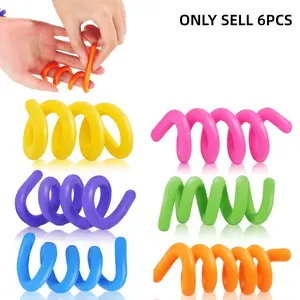 Children Sensory Fidget Sticks Set, 6-Piece Creative Anxiety Relief Twisting Rods, Party Gift Bag Fillers, Classroom Prizes, Autism Kids Calming Toy