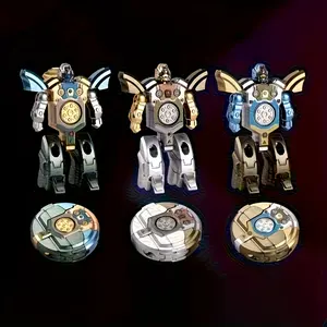 2-in-1 Transforming Gyroscope Robot Toy, One-Click Smooth Deform Mecha Warrior Fidget Spinner, Fun and Addictive, Instant Transformer, Ultra-Smooth, Pocket Size, Stress Relief, High Aesthetic Value, for Kids Teens Adult, Anxiety Relief Desktop Fidget Gift