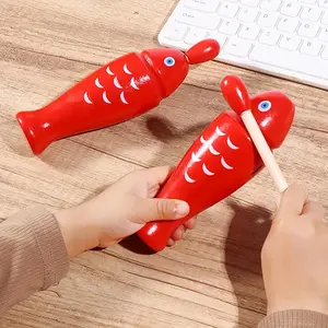 Wooden Fish Orff Percussion Instrument Music Equipment Single Sound Tube Two Tone WoodBlocker Easy to Use Beginners Rhythm TMZ
