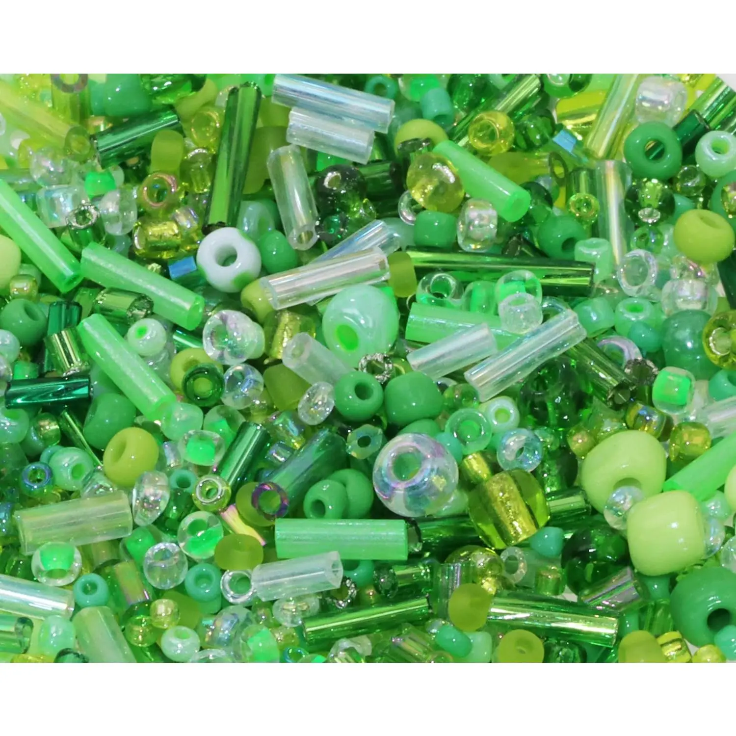 Craft Beads 1000 count/20g Glass Seed Tube Bead Bugle Bead 1.5-4.5mm Small Loose Spacer Beads for DIY Bracelets Necklace Earring  Making (Green)
