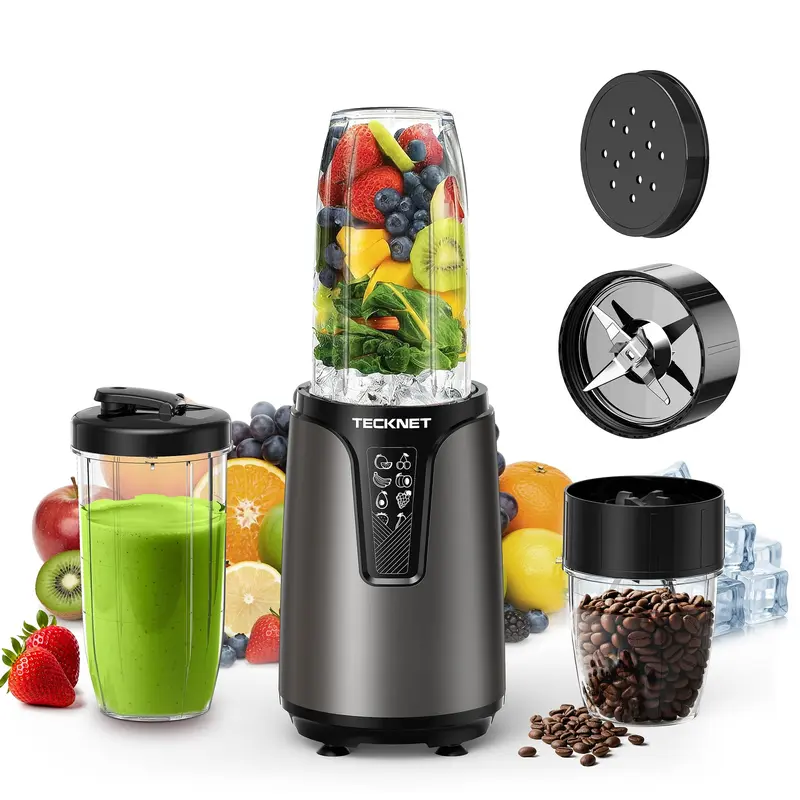 TECKNET 1000W Personal Blender (25000RPM) - Portable Small Mixer Grinder Combo, Self-Clean Smoothie Maker, BPA-Free 17oz&10oz To-Go Cups for Protein Shakes, Panini Press Compatible Puree Prep,techvibes