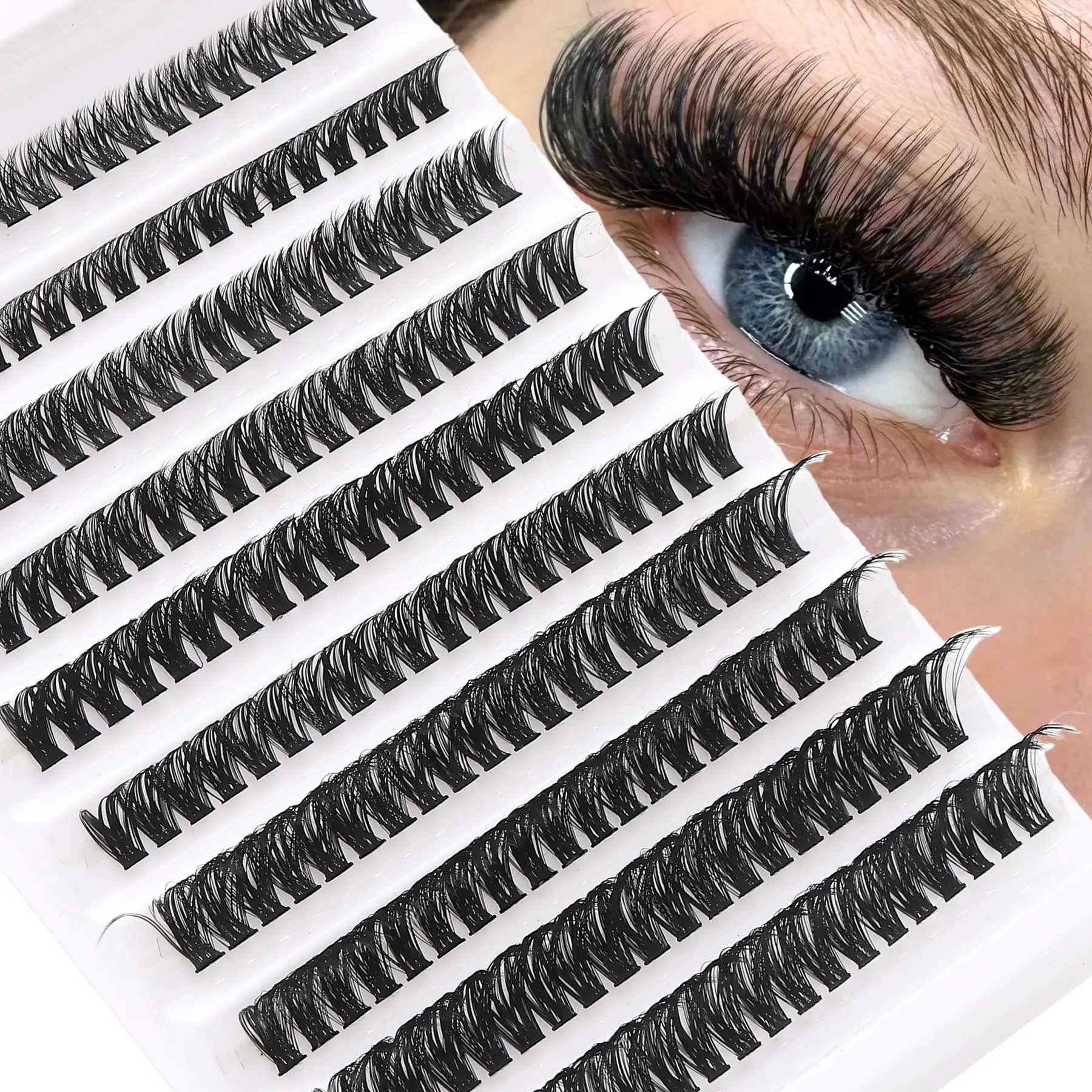 200pcs DIY Eyelash Cluster Of D-Style Curled False Eyelashes, Eyelash Extensions, 60D, With Mixed Lengths 9-16mm, Fluffy And Soft, With Dramatic Overlapping And Cluster-Like Effect, Suitable For Daily Use, Weddings, Dates, Parties