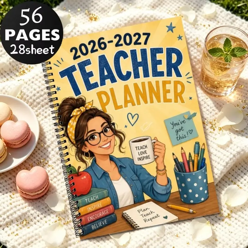 A5 Teacher Planning Book 2026-2027, Annual Course Plan Organizer, Lesson Record Notebook, Ideal Gift for Teachers, Inspirational Educational Planner