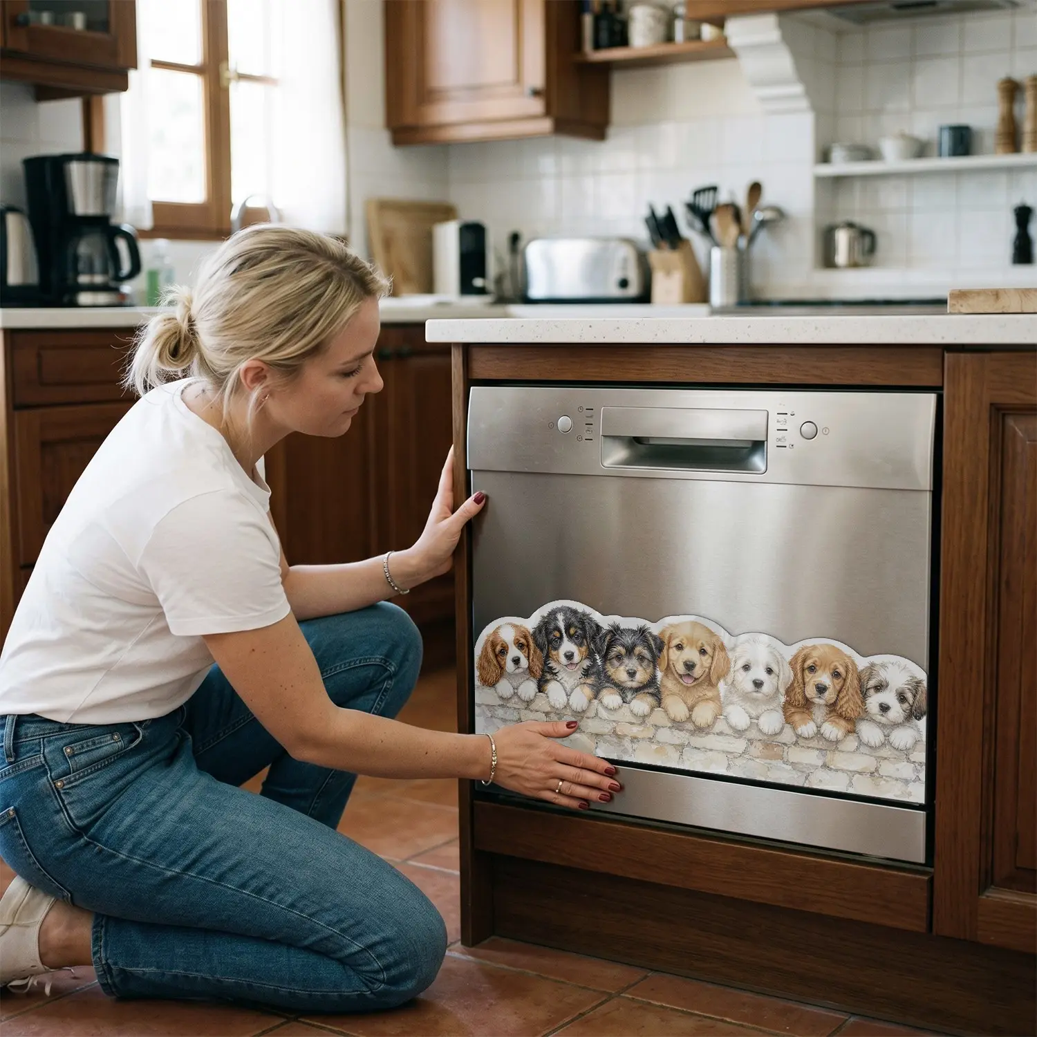 1 piece dishwasher sticker cover, waterproof reusable dishwasher cover plate, suitable for kitchen refrigerator magnet home decoration, 2D flat design