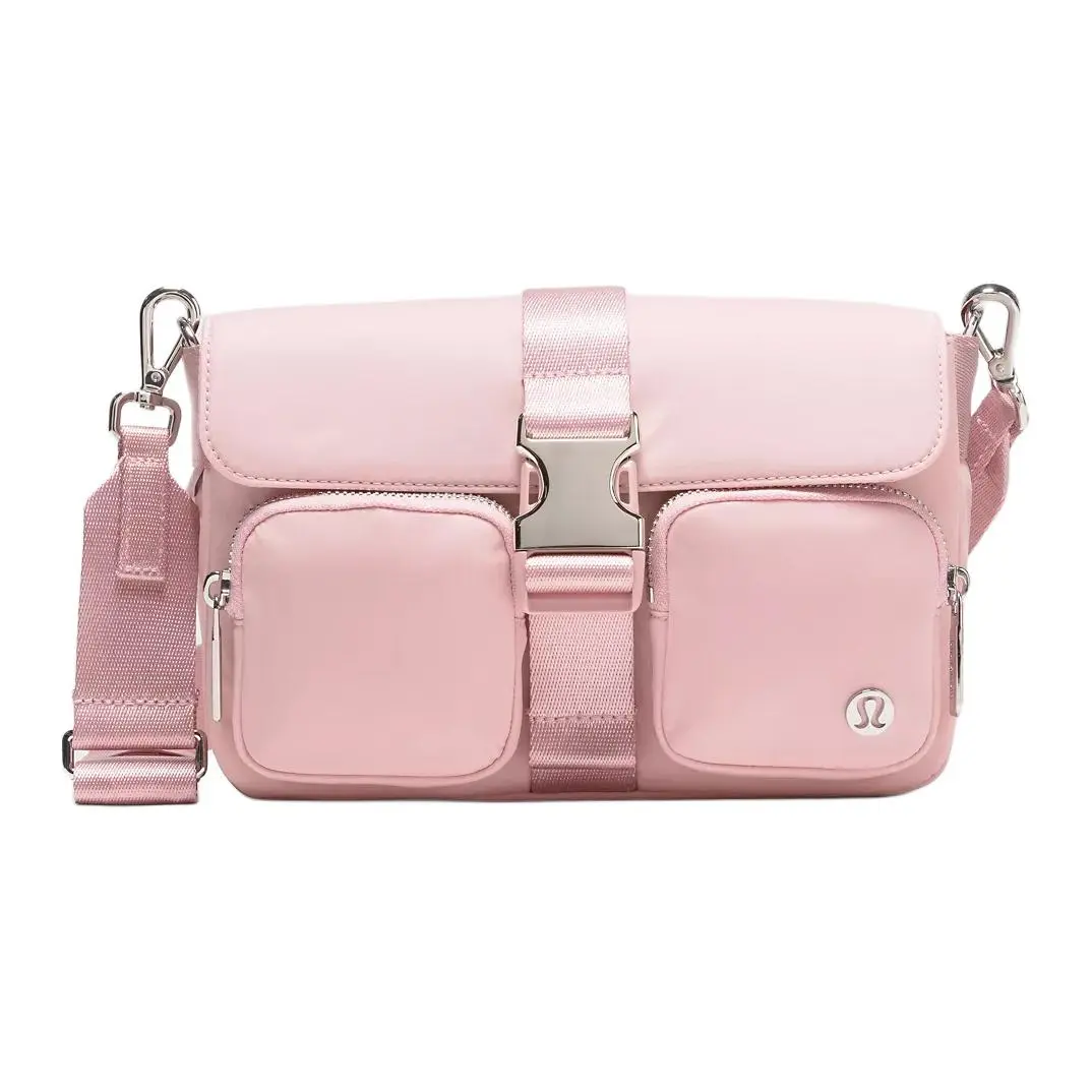Lululemon Wunderlust 3L Crossbody Bag for Women – Multi-Pocket, Detachable Strap, Nylon, Pink Mist