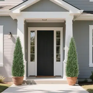 2-Pack 4 ft UV-Resistant Artificial Cedar Topiary Trees – Realistic Faux Potted Evergreens with Weighted Base, Outdoor Decor for Porch, Patio & Weddings