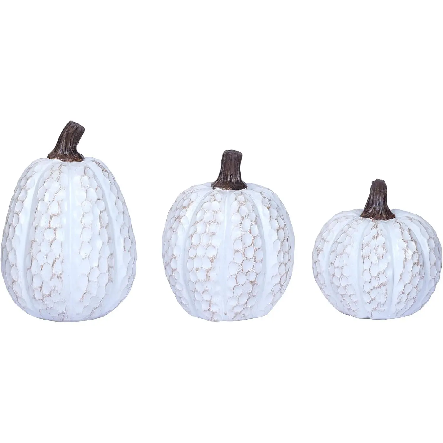 Pumpkin Fall Decor Indoor Fall Pumpkin Decorations 3Pcs Pumpkins Decor Thanksgiving Table Centerpiece Artificial Pumpkins Figurines for Autumn Harvest Home Decor Shelf Accent Decorating (Wood Grain)