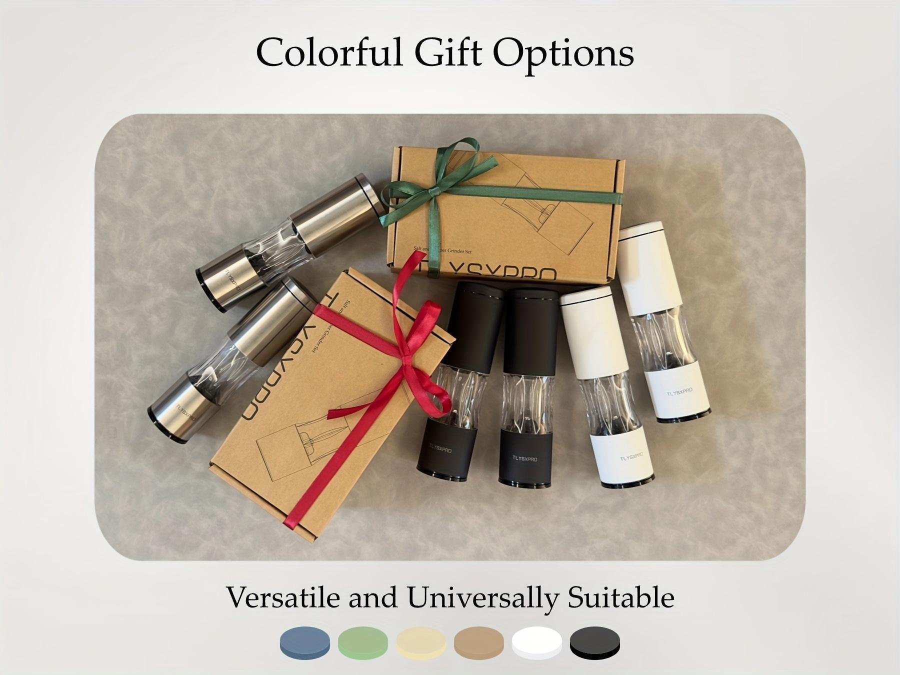 2pcs Manual Salt and Pepper Grinder Set with Adjustable Coarseness - Refillable Pepper Mill & Salt Grinders, Ceramic Core for coarse/finely ground spices, Durable Plastic for Kitchen or for hosting (Christmas, Thanksgiving, Dinner Parties