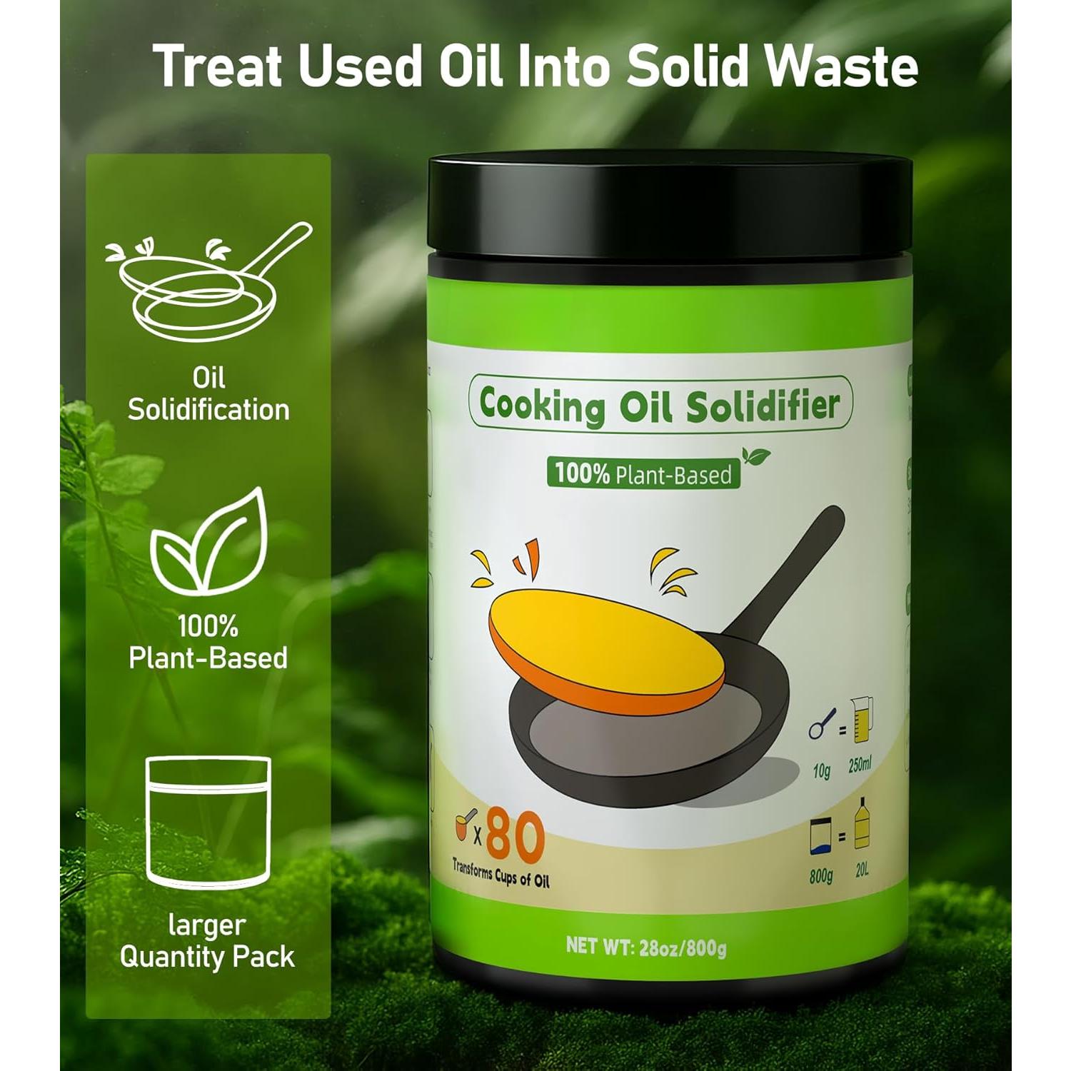 Cooking Oil Solidifier , Solidifies Up to 80 Cups from Mess,  -Based  Oil Solidifying ,  Hardener Disposal for Kitchen