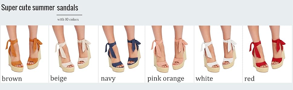 Womens Espadrilles Wedges Sandals Heels Open Toe Tie Lace Up Platform Ankle Strap Summer Dress Shoes