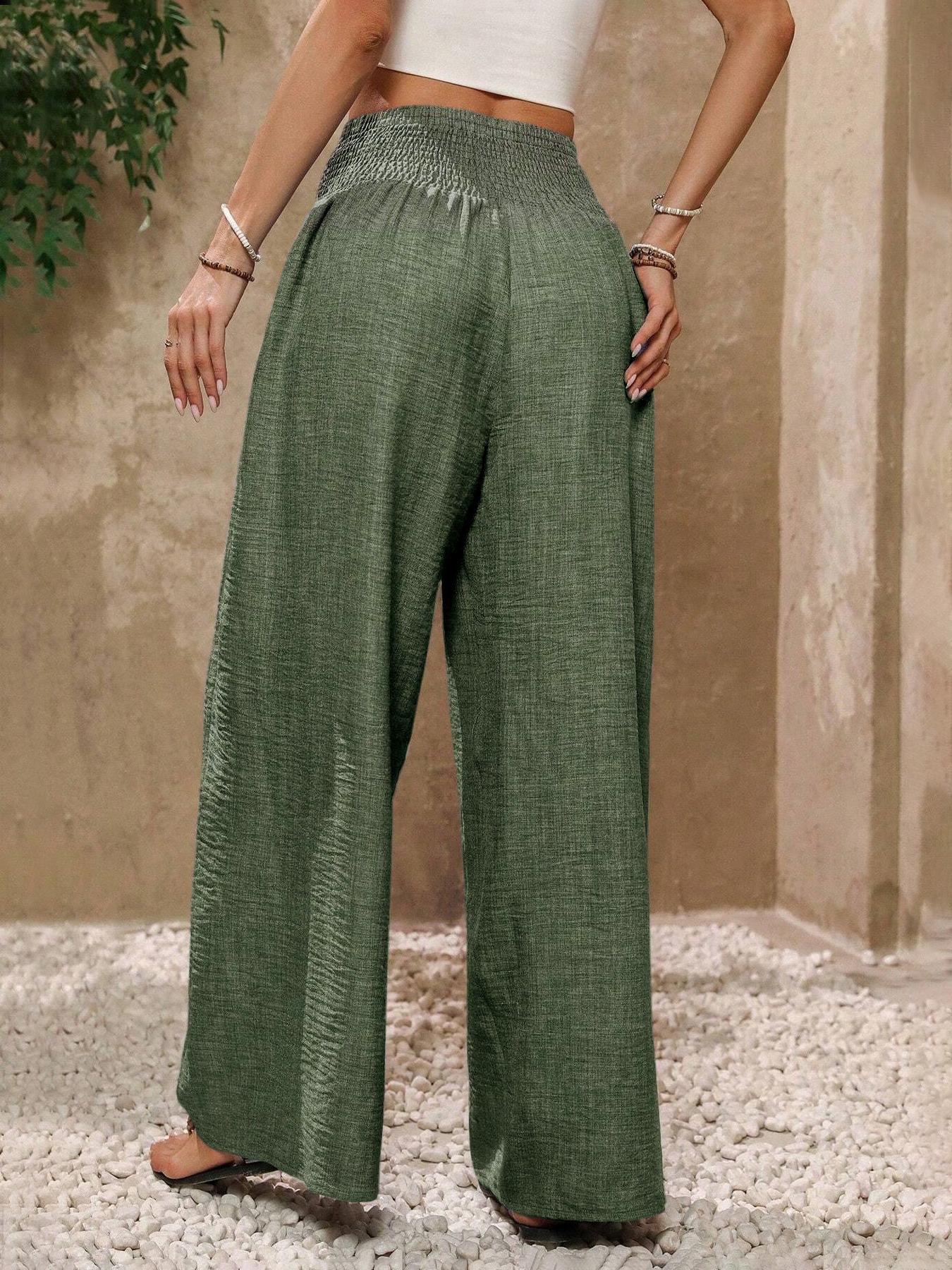 Stylish Women's Loose-Fitting High Waist Flowy Wide Leg Pants with Bow, Elegant All Seasons Casual Trousers for Office & Daily Wear Loose Legged Pants